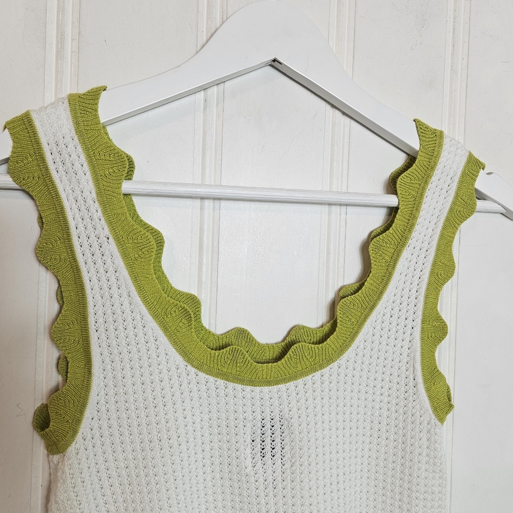 Maeve Crop Tank Top White Scallop Hem Sleeveless Summer Casual Chic Size S - Picture 8 of 12